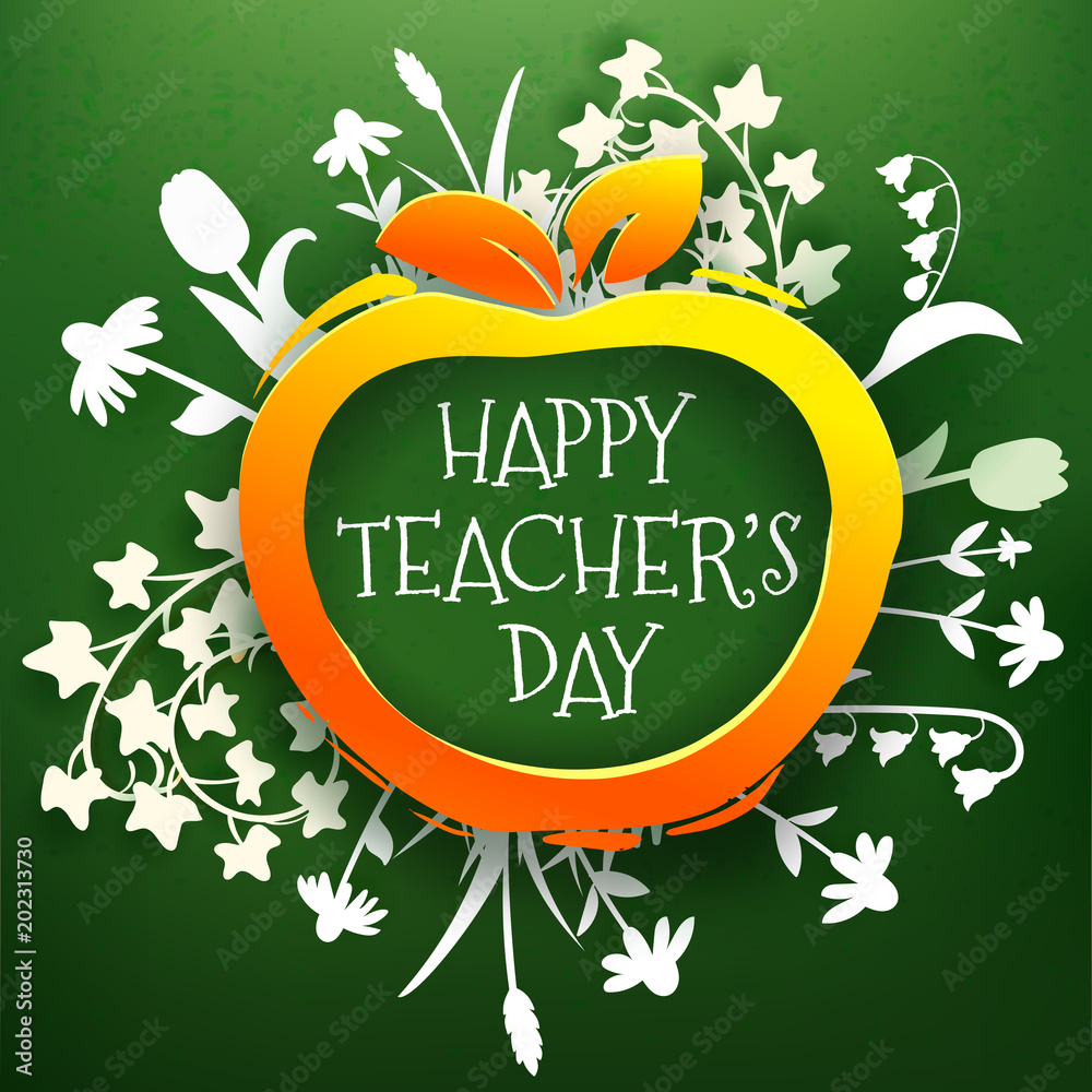 Vector illustration. Happy teachers day typography greetings label with ...