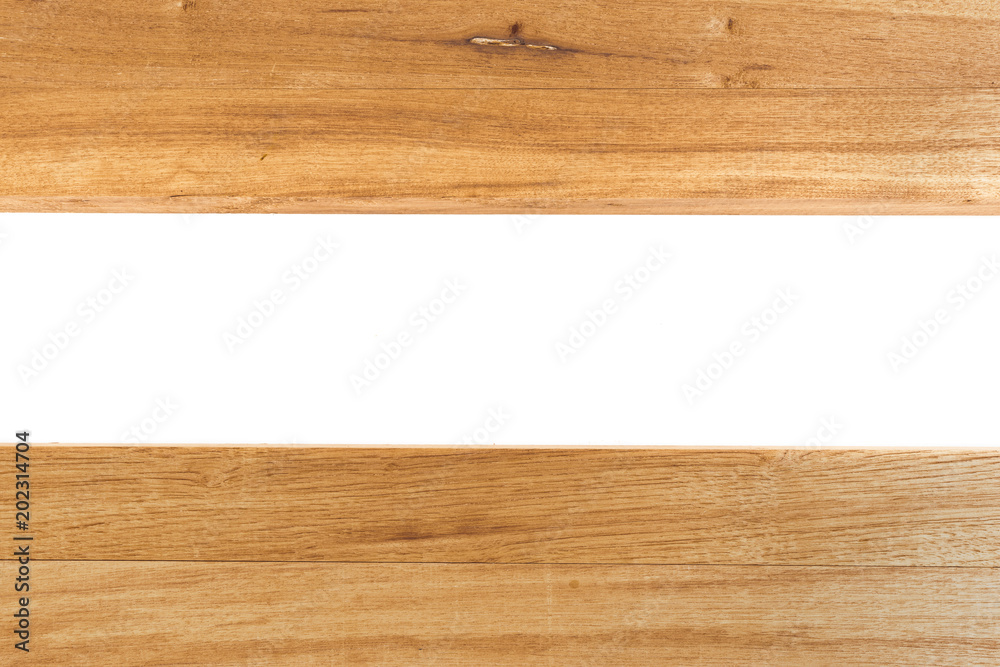 Wooden planks on white background
