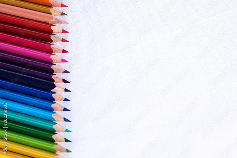 Colour pencils isolated on white background close up Colour pencils isolated on white background close up