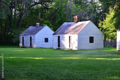 Slave huts from the 19th century in South Carolina in the USA 