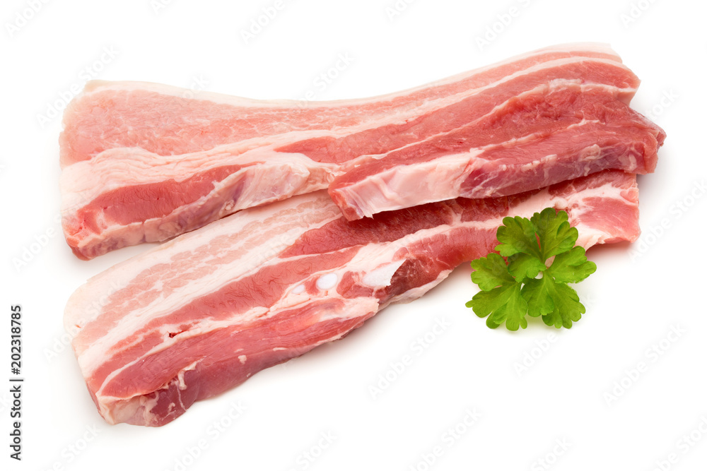 Meat pork slices isolated on the white background. Meat pork slices isolated on the white background.