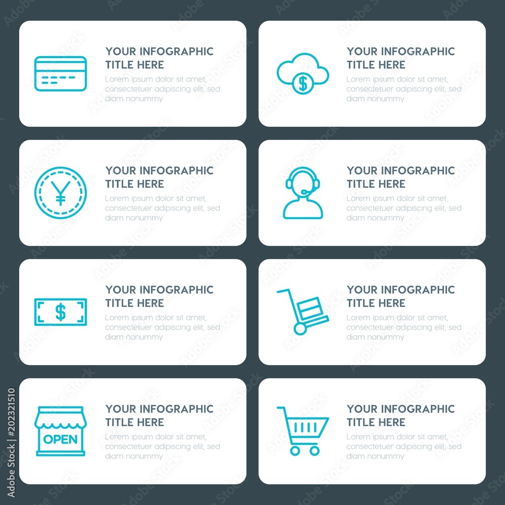 Flat money, shopping infographic timeline template for presentations, advertising, annual reports