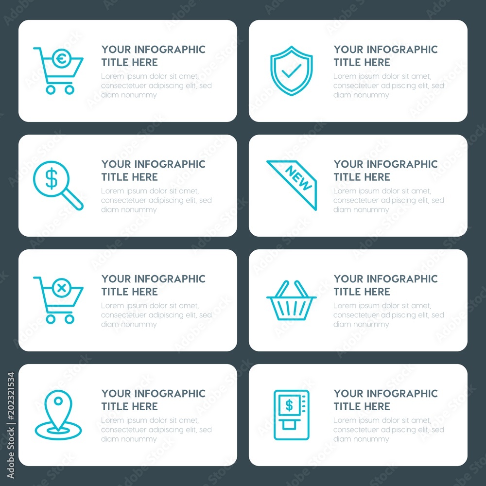 Fototapeta premium Flat money, shopping infographic timeline template for presentations, advertising, annual reports