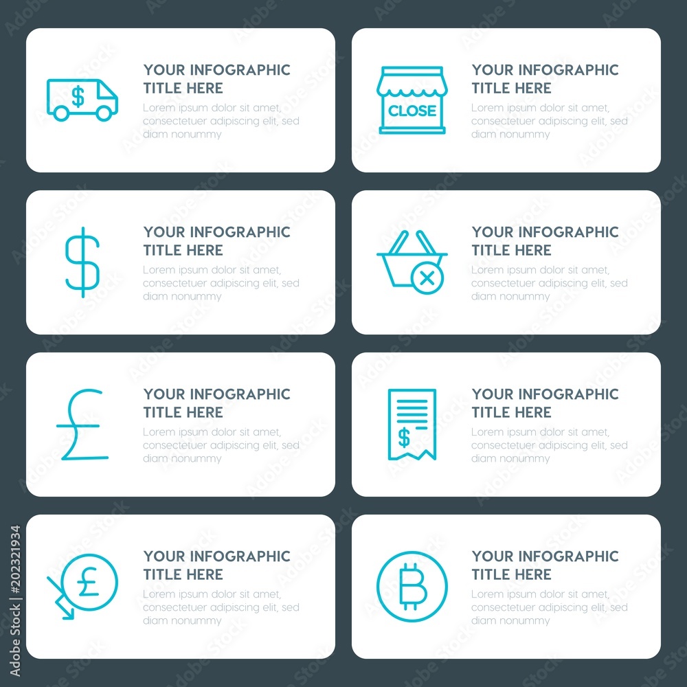 Flat money, shopping infographic timeline template for presentations, advertising, annual reports
