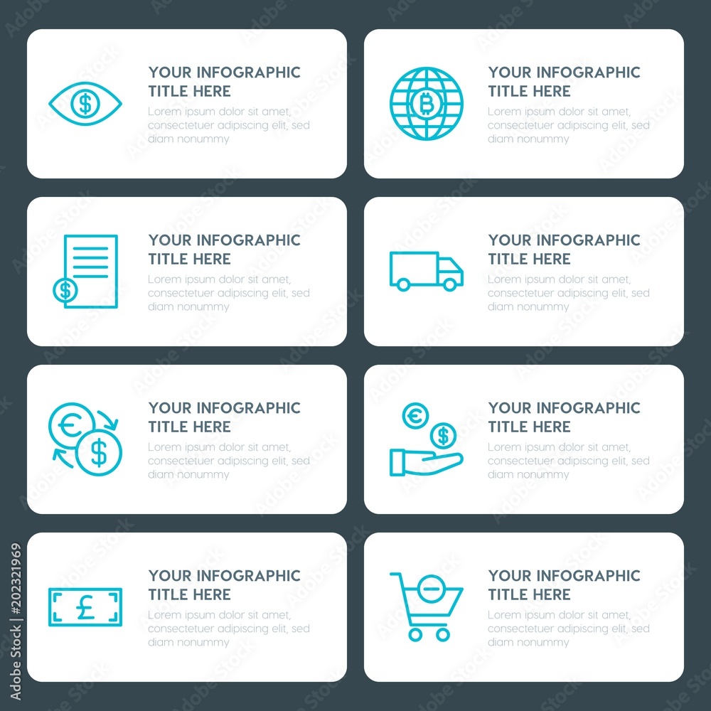 Fototapeta premium Flat money, shopping infographic timeline template for presentations, advertising, annual reports