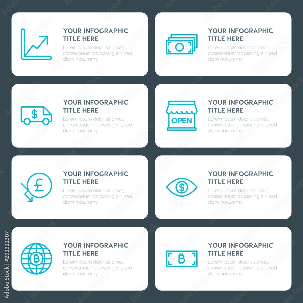 Fototapeta premium Flat money, shopping infographic timeline template for presentations, advertising, annual reports