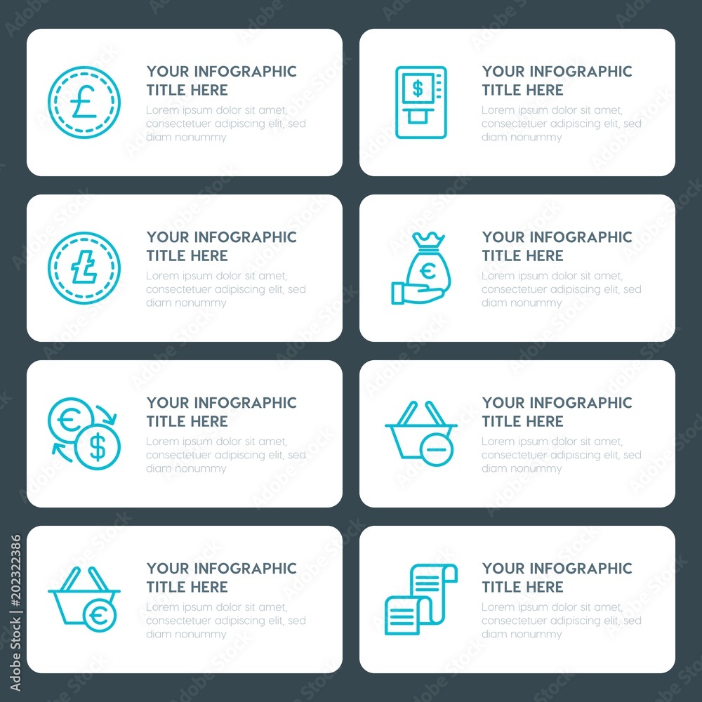Flat money, shopping infographic timeline template for presentations, advertising, annual reports Flat money, shopping infographic timeline template for presentations, advertising, annual reports