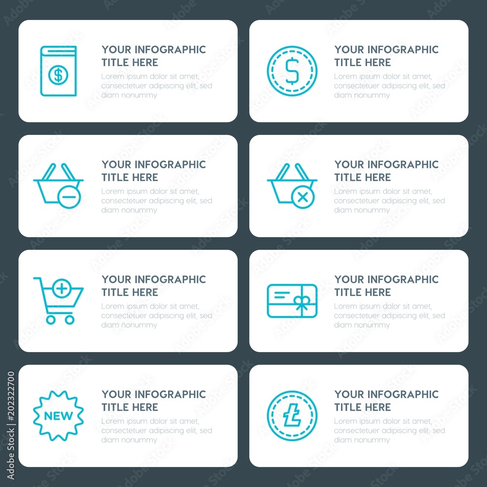 Fototapeta premium Flat money, shopping infographic timeline template for presentations, advertising, annual reports