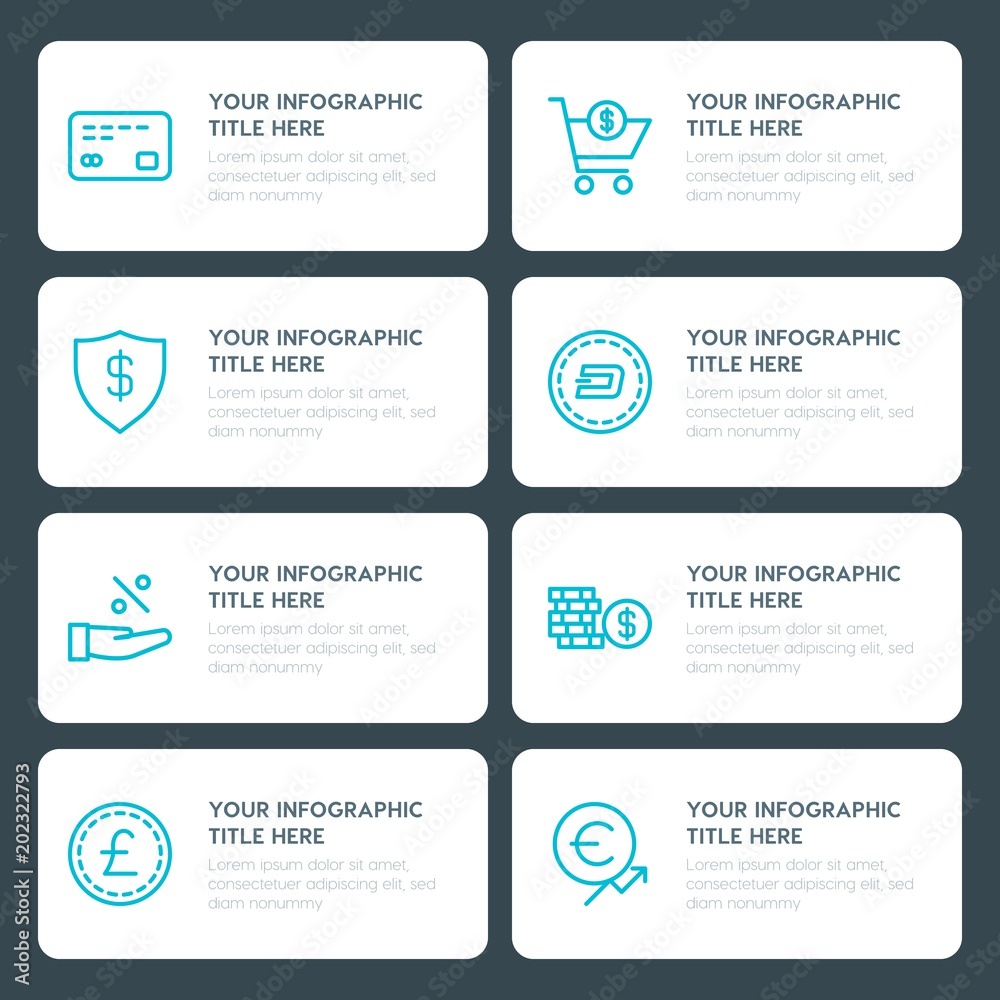Fototapeta premium Flat money, shopping infographic timeline template for presentations, advertising, annual reports