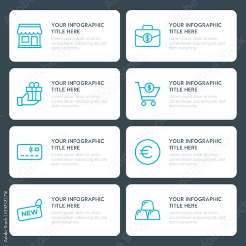 Flat money, shopping infographic timeline template for presentations, advertising, annual reports