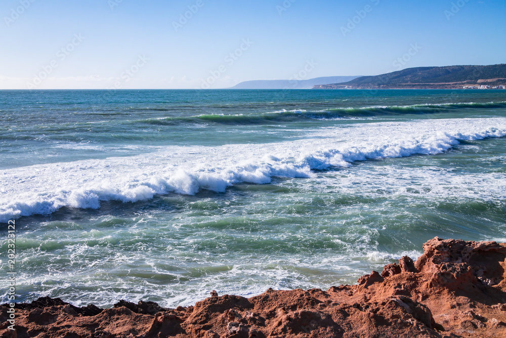 coast near Agadir. rocky coast of the Atlantic Ocean