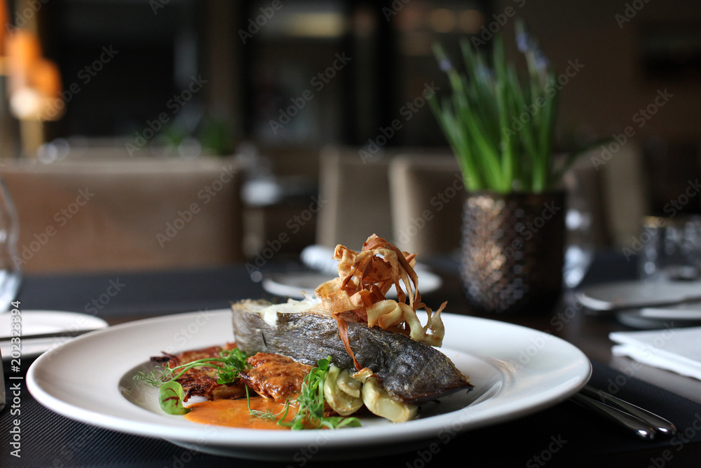 Ταπετσαρία Restaurant menu, european dinner fish, turbot or trrout