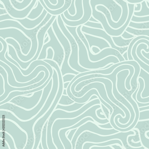 Abstract colorful hand drawn doodle wavy seamless pattern. Curly linear messy background. Vector illustration.