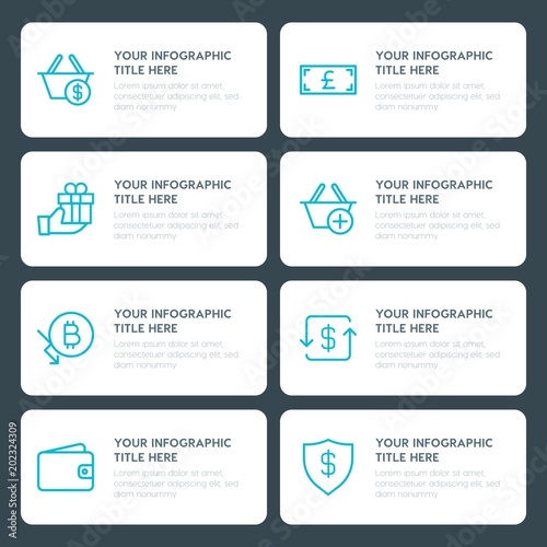 Flat money, shopping infographic timeline template for presentations, advertising, annual reports