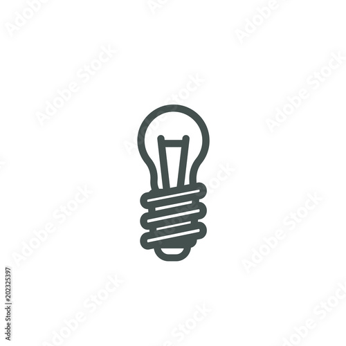 black and white frameless linear lightbulb icon