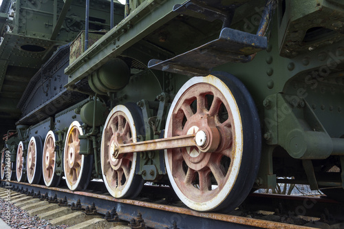 Wheels of vintage steam locomotive