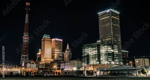 Night Skyline of Downtown Tulsa, Oklahoma