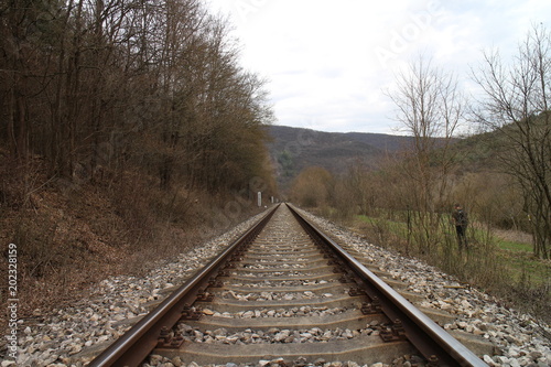 Railway tracks near Castle of Countess Elisabeth Báthory, Čachtice, Slovakia
