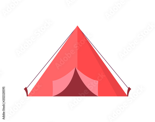 Red Tent with Open Door Vector Illustration