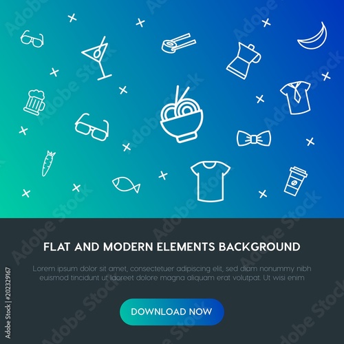 food, clothes, drinks outline vector icons and elements background concept on gradient background.Multipurpose use on websites, presentations, brochures and more