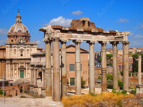 Temple of Saturn. Roman forum. Italy.