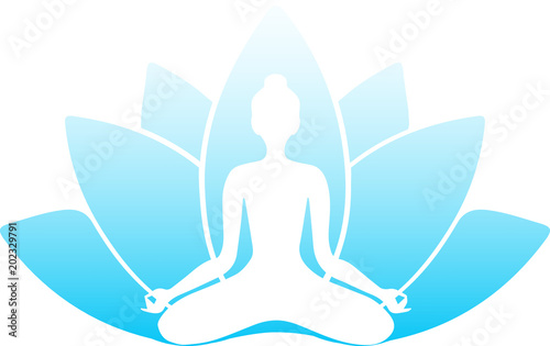 Yoga meditation Lotos cyan