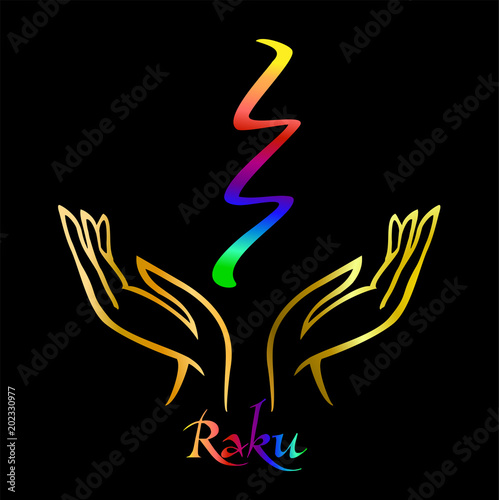 Reiki symbol. A sacred sign. Raku. Spiritual energy. Alternative medicine. Esoteric. Vector.