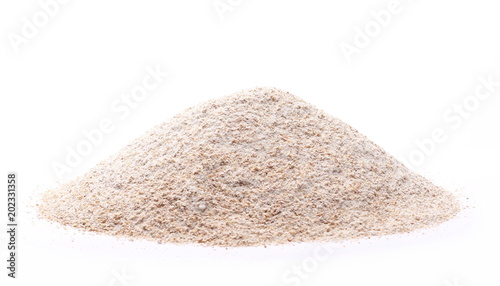 Pile of integral wheat flour isolated on white