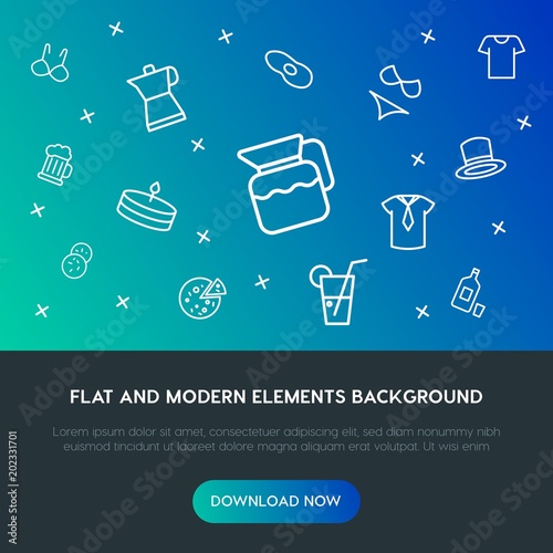 food, clothes, drinks outline vector icons and elements background concept on gradient background.Multipurpose use on websites, presentations, brochures and more