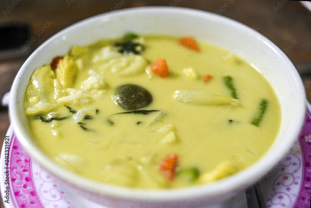 Green curry at Thailand. Thai cuisine.