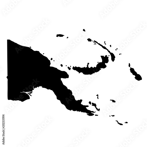 black silhouette country borders map of Papua New Guinea on white background of vector illustration