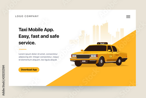 Fototapeta Taxi services mobile app website template