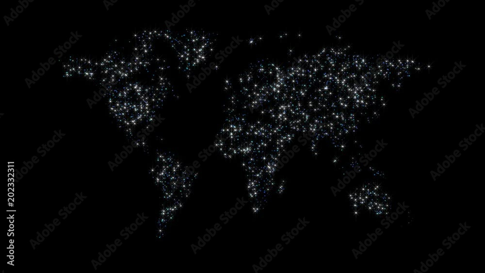 World Map Glitter Lights