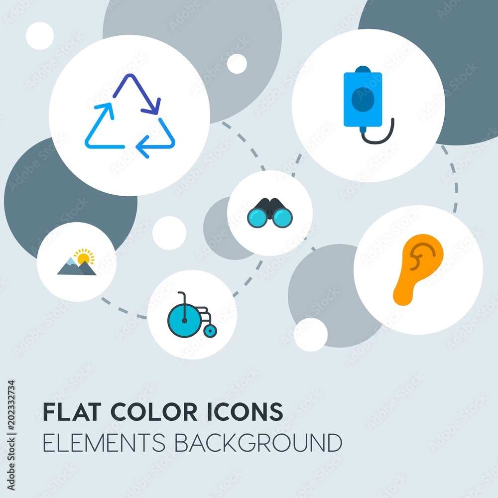 Fototapeta health, science, nature flat vector icons and elements background with circle bubbles networks