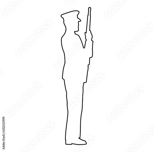 military in ceremony with rifle silhouette vector illustration design