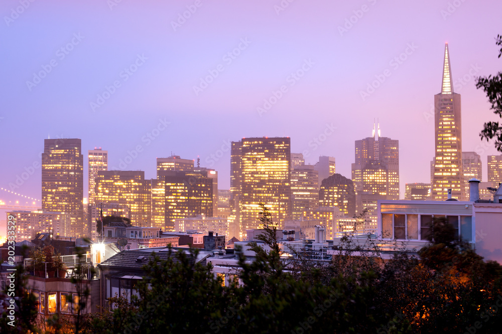 Obraz premium Skyline dzielnicy finansowej, San Francisco, Kalifornia, USA