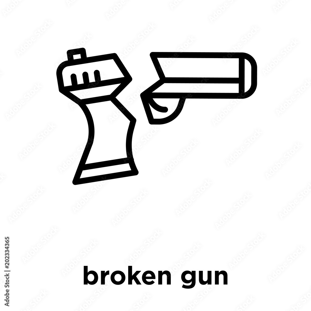broken gun icon isolated on white background