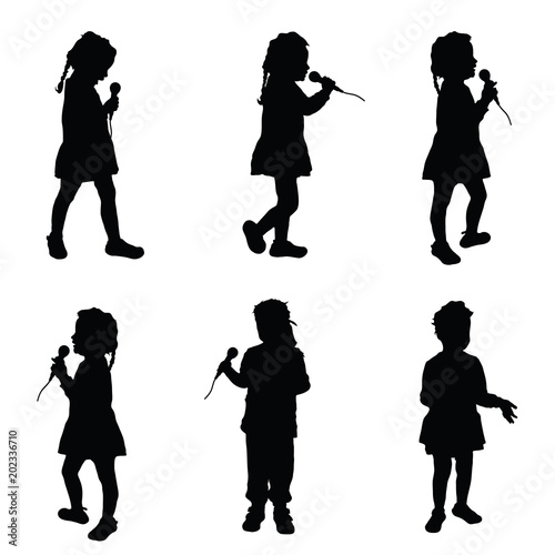 child singing silhouette with microphone