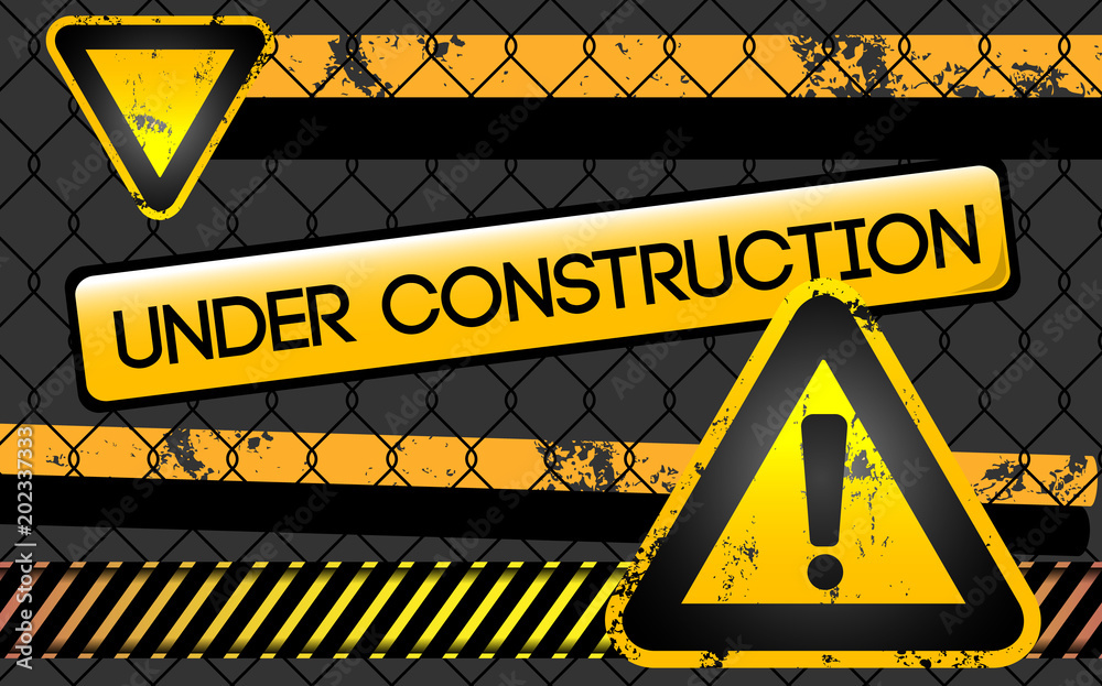 abstract caution background with danger sign and tag under construction ...