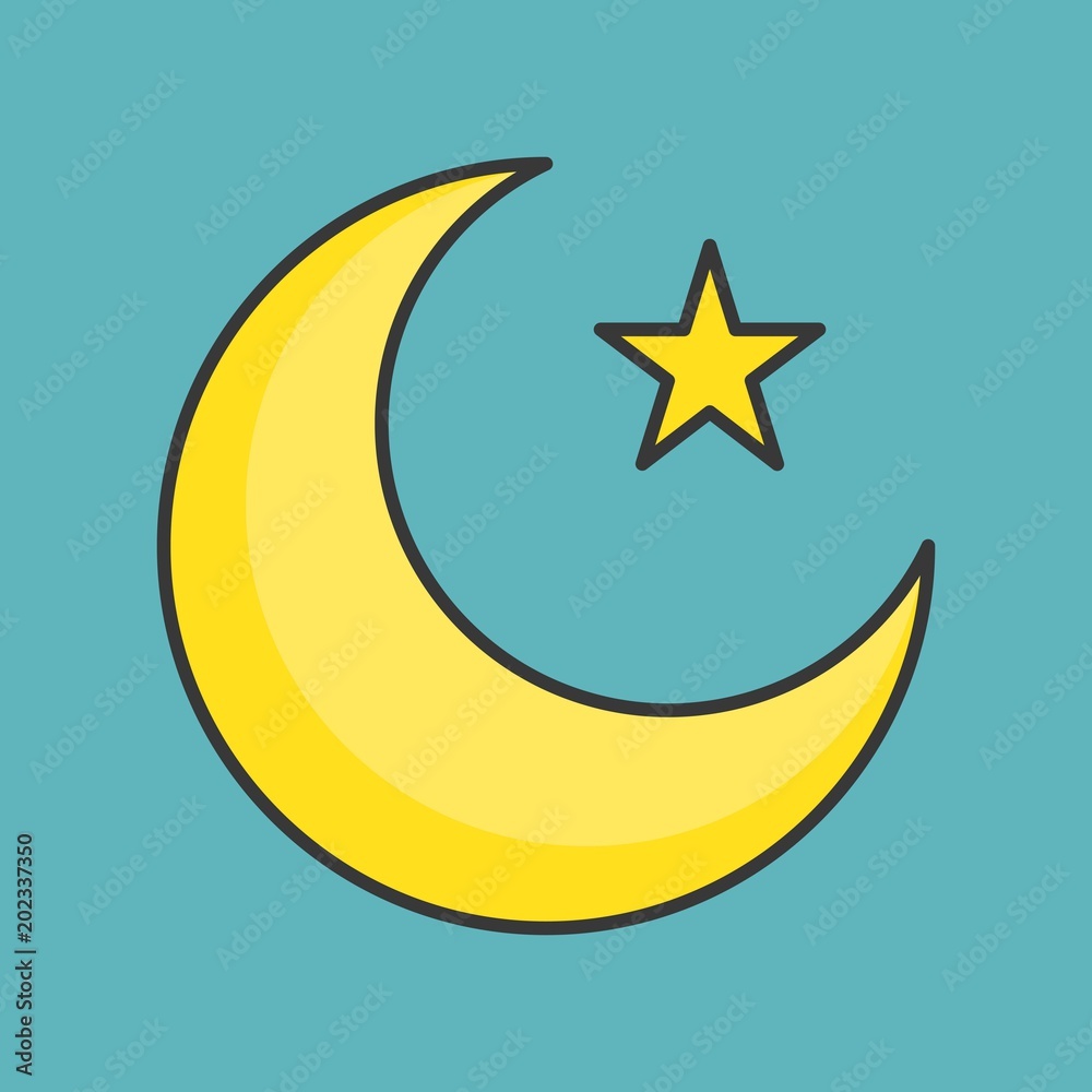 Muslim moon and star, filled outline icon Muslim moon and star, filled outline icon