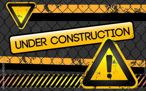 abstract caution background with danger sign and tag under construction