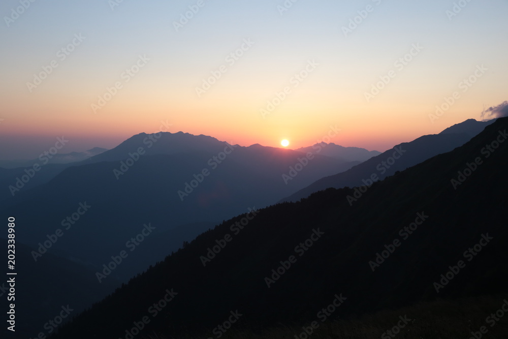 sunset in mountains