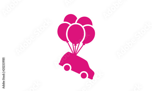 Flying Balloons Car Gift Birthday Party Door Prize logo design vector