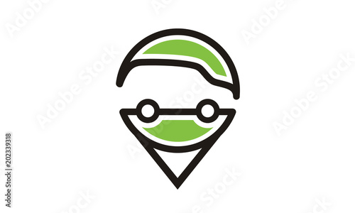 Pin Map GPS Car Location logo design inspiration