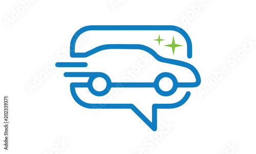 Car Wash Salon Online with bubble chat logo design  