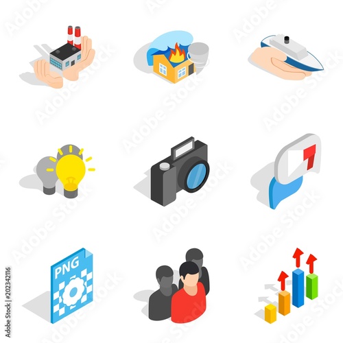 Business approach icons set. Isometric set of 9 business approach vector icons for web isolated on white background