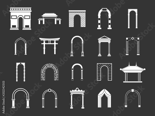 Arch icon set vector white isolated on grey background  photo
