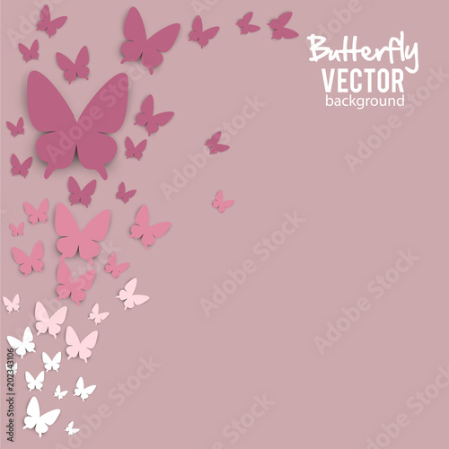 Beautiful summer background with white paper butterfly © boroboro