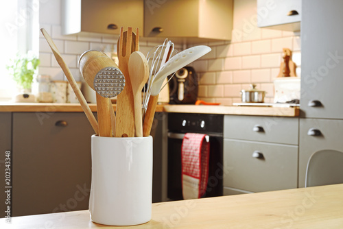 Assortment of kitchen utensils accessories and equipment