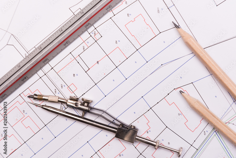 architectural plans with drawing accessories architectural plans with drawing accessories